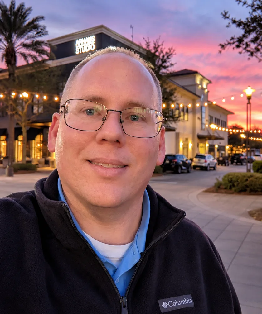 Christopher Rubottom outdoors at dusk.